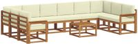vidaXL - Bank loungeset - 10 zitplekken - Natuurlijk en crème - Acacia hout