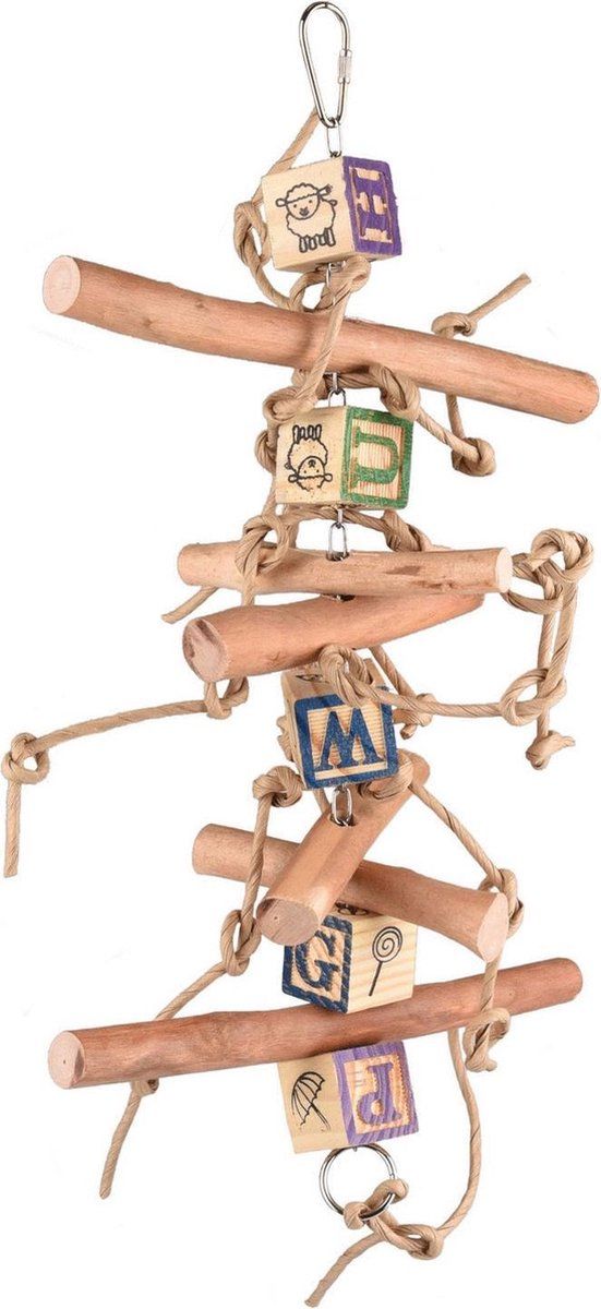 FLAMINGO Vogelspeelgoed Kooihanger Duma Strip - Hout - Beige - 50 cm