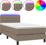 vidaXL Boxspring met matras en LED taupe 90x190 cm