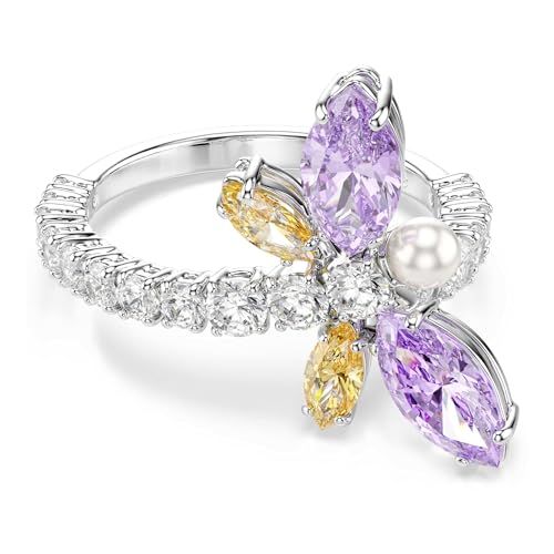 Swarovski x Ariana Grande ring met motief, Verschillende slijpvormen, Libelle, Rodium toplaag