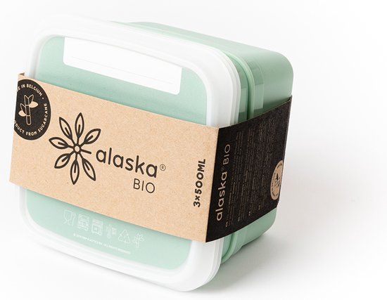 Amuse Alaska BIO Diepvriesdozen - Set van 3 x 500 ml - Groen - Stapelbaar - BPA-vrij