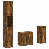 vidaXL - 3-delig - badkamerkast - set - UTRECHT - Gerookt - eiken - Bewerkt - hout