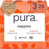 Pura Eco babyluiers - maat 3 (4-9 kg/9-20 lbs), 1 verpakking (26 luiers), ultrazachte luiers voor de gevoelige huid, biologisch katoen, tot 12 uur lekbescherming, EU EcoLabel geaccrediteerd