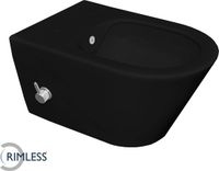 Wiesbaden Stereo Wandcloset Rimless met Bidetkraan - Mat Zwart