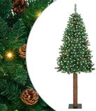 vidaXL - Slanke - Kerstboom - Groen - 180 - cm - PVC - en - massief - dennenhout