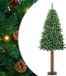 vidaXL - Slanke - Kerstboom - Groen - 180 - cm - PVC - en - massief - dennenhout
