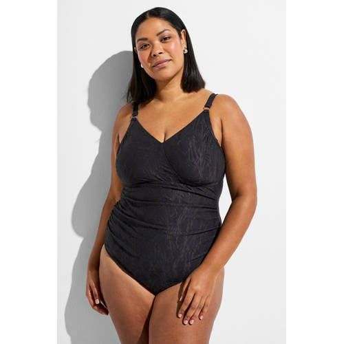 Zizzi jacquard badpak SMIKKA zwart