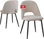 Albatros International Albatros Silvi Eetkamerstoelen met beige corduroy overtrek, elegant vintage design, SGS gecertificeerde corduroy hoes, keukenstoel, eetkamerstoel of