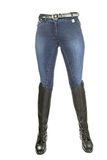 HKM Stars & Stripes Denim Riding Breeches Women's Size 34 Jeans Blue Cotton