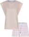 By Louise Dames Korte Pyjama Set Shortama Roze Geruit - Maat XXL