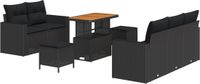 vidaXL Tuinbank Set met kussen 8 stuks Zwart polyrattan