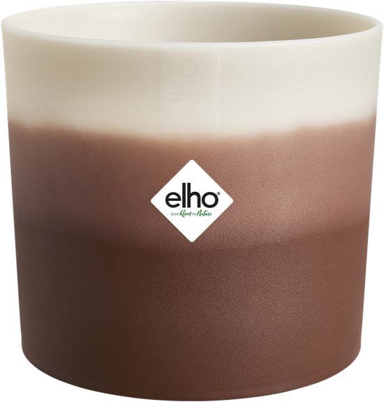 Elho Colour Gradiant Rond 14cm - Bloempot voor Binnen - 100% Gerecycled Plastic - Ø 13.8 x H 12.4 - Cederbruin