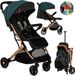MoMi Estelle Kinderwagen - Lichtgewicht Buggy - Compact Opvouwbaar - Met Verstelbare Rugleuning - Reisbuggy 6+ Maanden - Groen/Goud