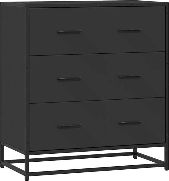 vidaXL Dressoir - 68x35x76 cm - Zwart - Hout en Metaal