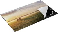 Chefcare Inductie Beschermer Koeien in de Wei tijdens Zonsopkomst - 90x55 cm - Afdekplaat Inductie - Kookplaat Beschermer - Inductie Mat