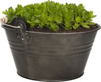 Mega Collections Plantenpot/bloempot - Zink - Donkergrijs - D23 x H12 cm
