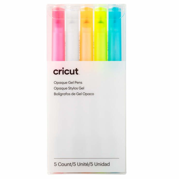 Cricut Dekkende Gelpennen - 5 stuks - Blauw, Oranje, Roze, Wit, Geel