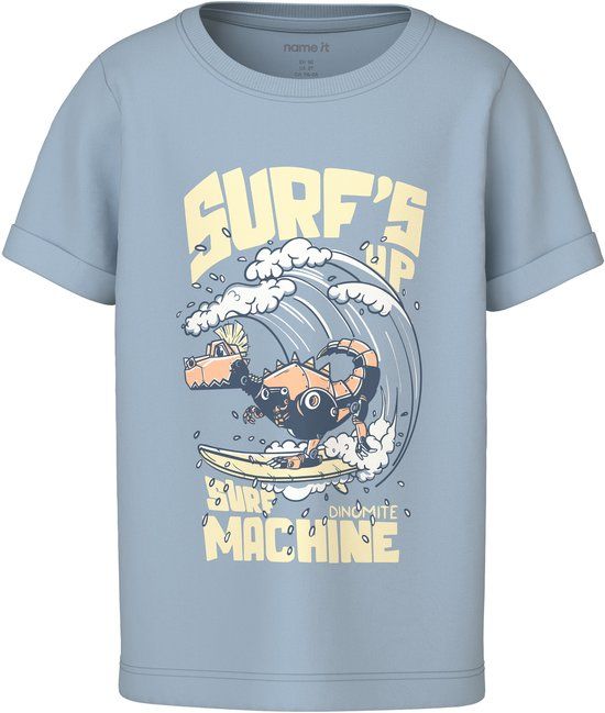 NAME IT Jongens T-shirt met korte mouw en ronde hals - Blauw - Maat 110