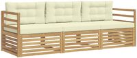 vidaXL Buiten bankenset 3 st Wit en crèmekleurig Polyester