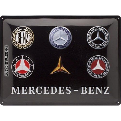 Wandbord - Mercedes Benz Logo Evolutie - 30x40 cm - multi