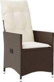 vidaXL Tuinstoel verstelbaar met kussens poly rattan bruin
