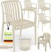 tillvex® Chaise de jardin Set de 4 empilable résistant aux intempéries avec accoudoir | Chaises d'extérieur jusqu'à 120 kg | Chaise de jardin d'extérieur | Chaise de terrasse Meubles de jardin Balcon Jardin Terrasse