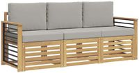 vidaXL - Bank loungeset - Massief acacia hout - Wit en lichtgrijs - 4 zitplekken