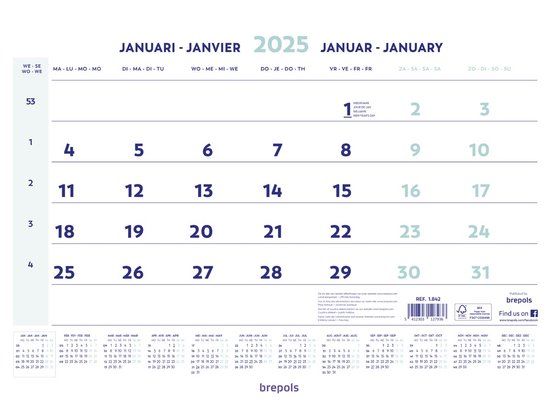 Brepols maandkalender 2019 met spiraal