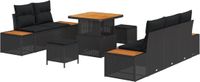 vidaXL Tuinbank - Set - 8 - st - Zwart - poly - rattan