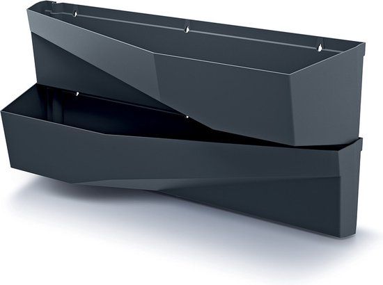 Set van 2x Prosperplast Verticale Tuin Plantenbakken - Modulair - Antraciet grijs - 78x19x35cm