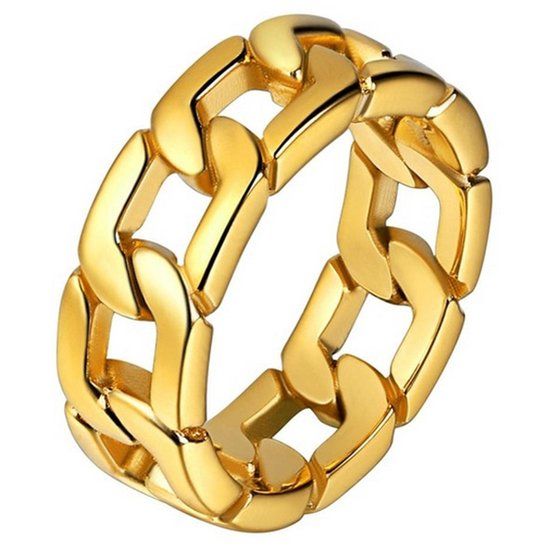 Mendes Steel Edelstaal heren ring Cuban Link Goudkleurig-20mm