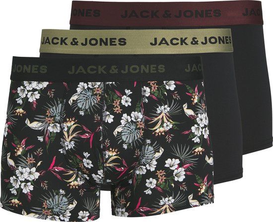 JACK&JONES JACFLOWER Microfiber Boxershorts 3-Pack - Black - Men's XL