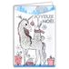 Afie 61-5676 Kerstkaart met envelop en zilver glanzend fonkelend glinsterend eenhoorn hoorn kroon pony paard haas witte sjaal roze geschenken magische sneeuwvlokken voor kleine meisjes