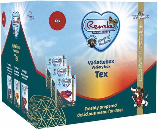 Renske Variatiebox Tex - Hondenvoer - Eend Kip Rund 30x185 g Glutenvrij
