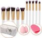 Evvie make-up kwasten set - 10 stuks - wit/goud