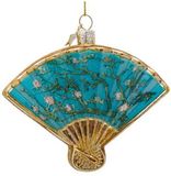 Vondels Ornament glass Van Gogh blue almond blossom fan H10cm