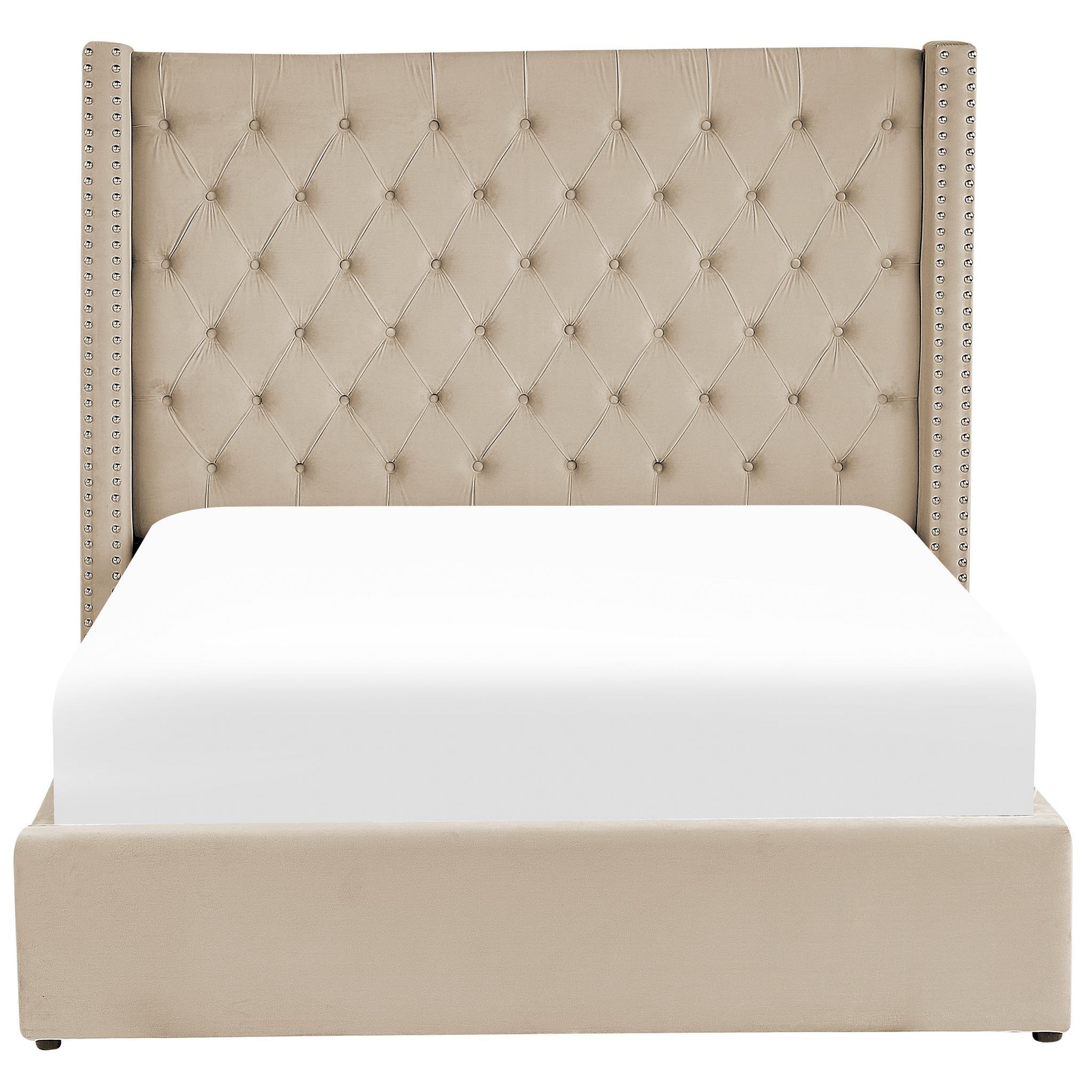 BELIANI Beliani LUBBON  - Bed met opbergruimte - Beige - 140 x 200 cm - Fluweel