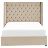 Beliani LUBBON Bed met opbergruimte - Beige - 140 x 200 cm - Fluweel