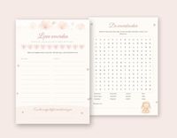 Merkloos Babyshower spel A5, 20 kaarten (woordzoeker)