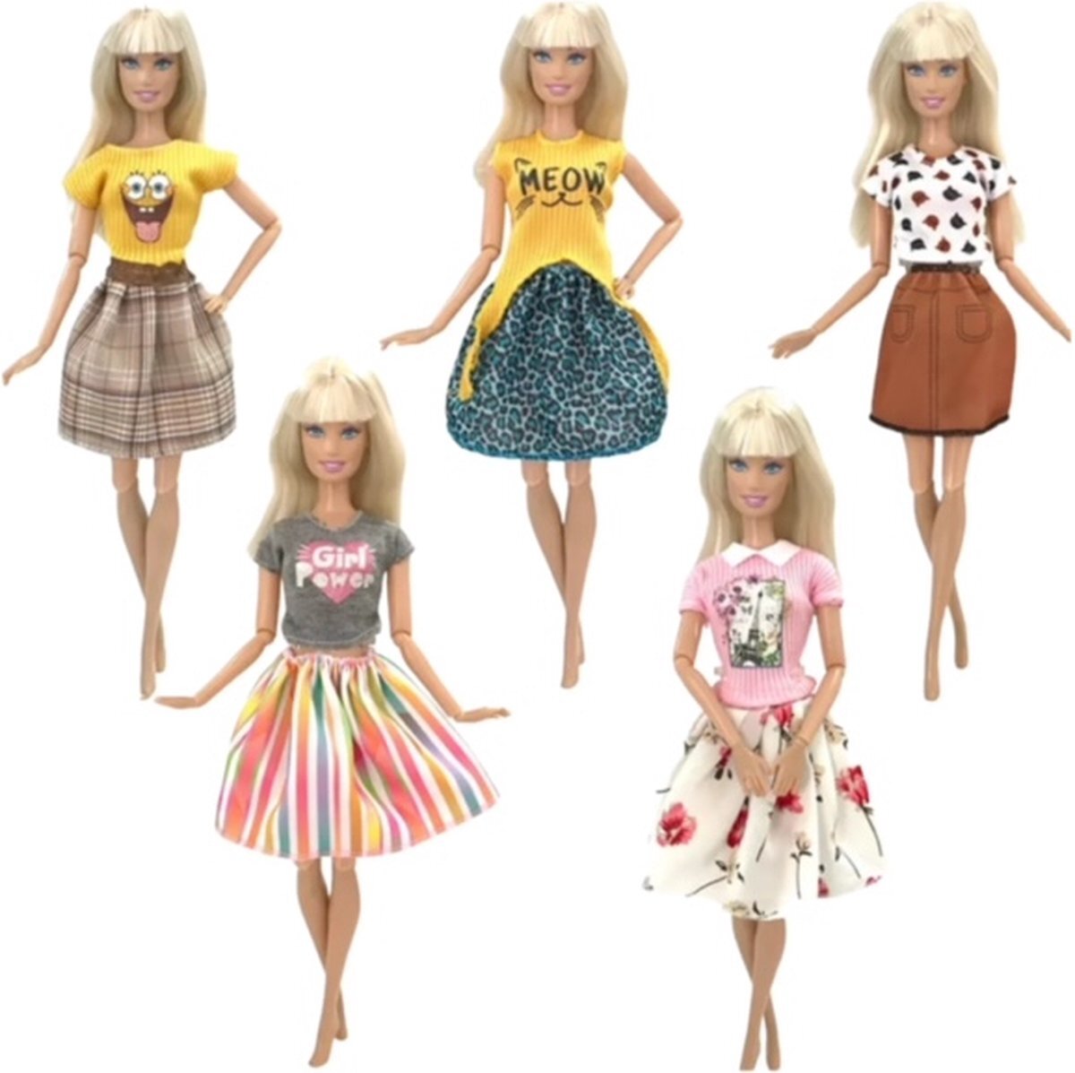 Isa's Friends Isa's Friends® Poppenkleertjes - 5 Outfits voor poppen - Geschikt voor o.a Barbie - Setje 'Sophie''