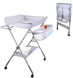 Mobiclinic Zoey - Luiertafel - Verschoontafel - Verstelbare hoogte - Verzorgingstafel - Wielen met rem - Veiligheidsgordel - Opvouwbaar - Mobiele commode - Grijs en wit
