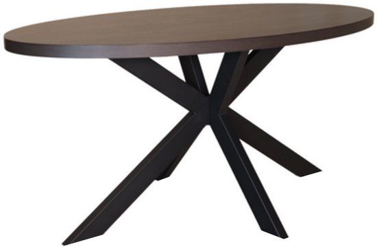 Lizzely Garden & Living Eettafel Tommy Ovaal 160cm Donker Walnoot Melamine