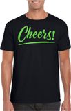 Bellatio Decorations Verkleed T-shirt voor heren - cheers - zwart - groene glitter - carnaval M