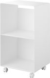 Yamazaki 10229 TOWER Portadischi a 2 Livelli con Ruote, bianco,Acciaio / Nylon, minimalistisch, 38 x 40 x 73,3 cm (L x L x A)