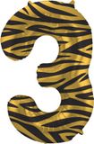 Folat Folieballon Cijfer 3 Tiger Chic - 86 cm