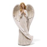 Hodao Hars biddende engel sculptuur beeldje voor geschenken woondecoratie bidden herdenking engel standbeeld, prachtig gesneden en handgeschilderde karakters (bidden)