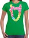 Bellatio Decorations Tropical party T-shirt voor dames - bloemenkrans - groen - carnaval/themafeest L