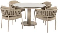 4 Seasons Outdoor Calma Sarah dining tuinset 120xH75 cm rond 5 delig keramiek latte Taste