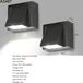 Set de 2 appliques murales - Modèle A3407 - Design moderne et incurvé - LED intégrée - Capteur de mouvement PIR - Résistant aux intempéries - 220 V - Noir