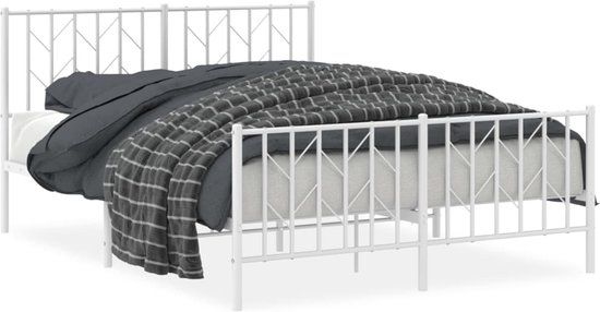 vidaXL Bedframe metaal wit 135x190 cm